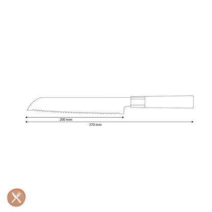 Shinrai Japon - Couteau à pain Kurayami Damas 20 cm