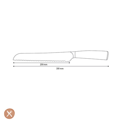 Shinrai Knives - Hammered RVS Broodmes 20 cm