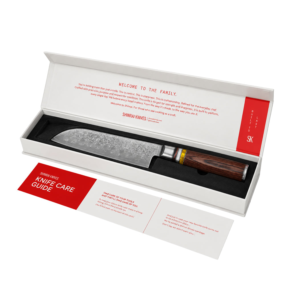 Shinrai Knives - Micarta Jewels Damascus Santoku 18 cm