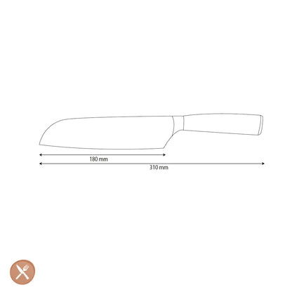Shinrai Knives - Hammered RVS Santoku mes 18 cm