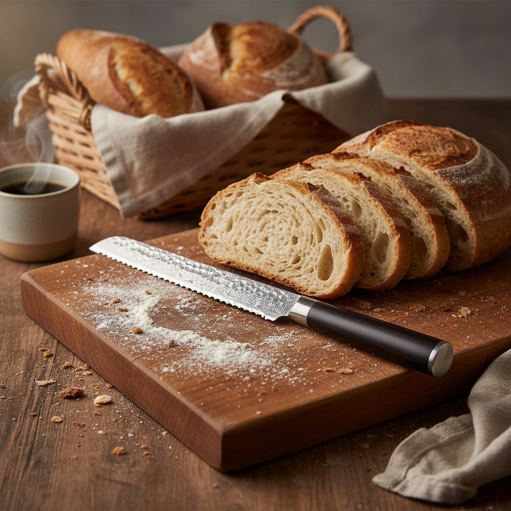 Shinrai Japon - Couteau à pain Hammered Damask BR 20 cm