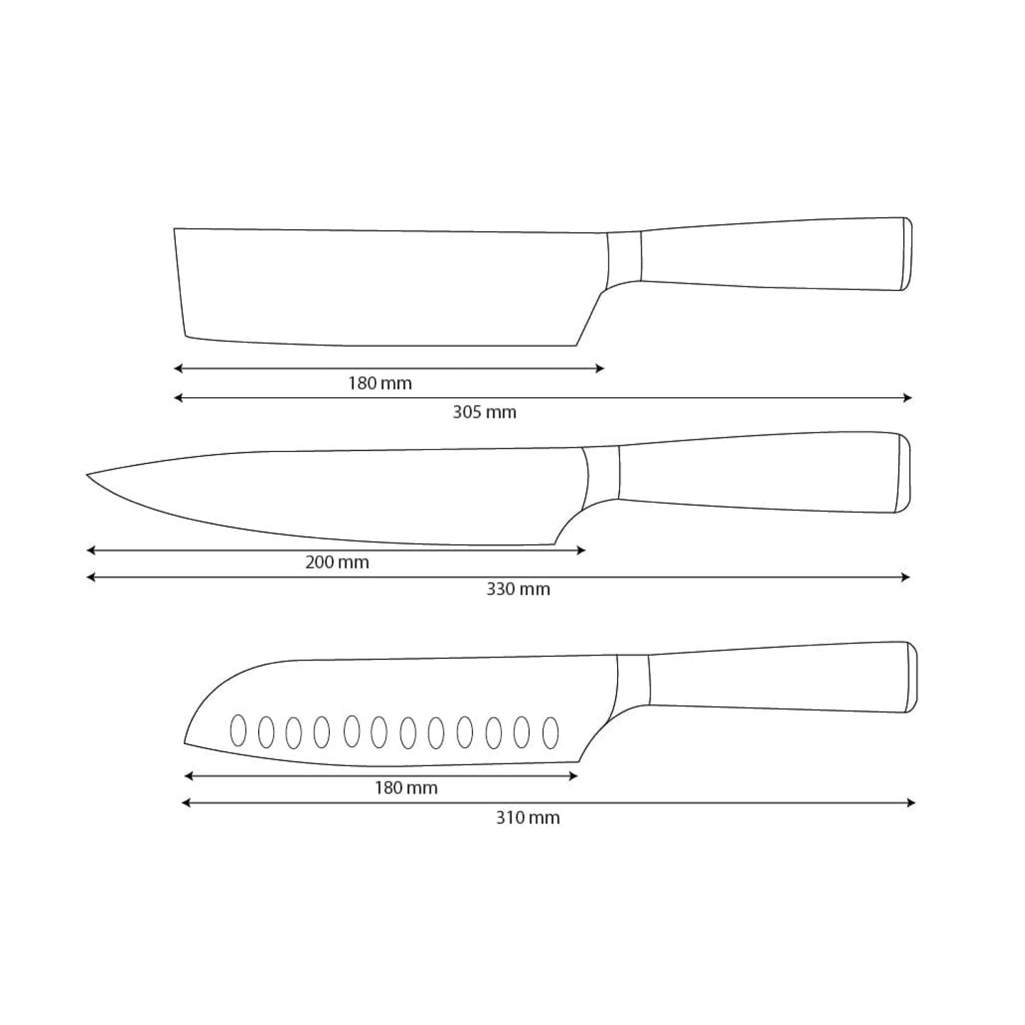 Shinrai Knives - Damascus Print  3-delige Messenset