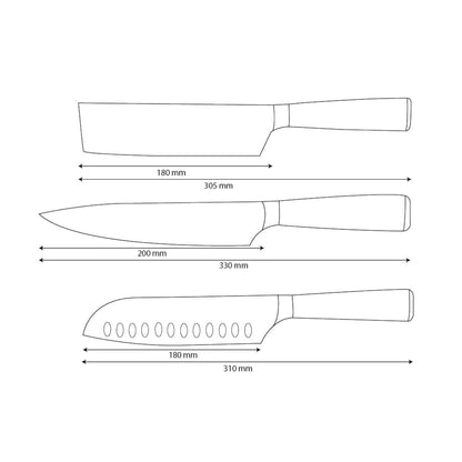 Shinrai Knives - Damascus Print  3-delige Messenset