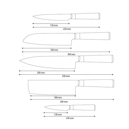 Shinrai Knives - Hammered Damast BR 5-Delige Messenset