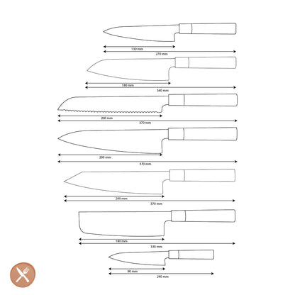 Shinrai Knives - Takumi Kaza 7-delige Damascus Messenset