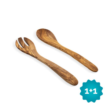 OVAL - Pure Olive Wood Slabestek 2-delig 30 cm