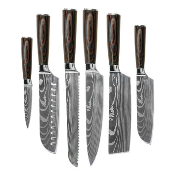 Shinrai Knives - Damascus Print 6-delige Messenset
