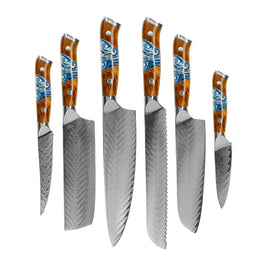Shinrai Knives - Ensemble de couteaux Damas 6 pièces série Eclipse