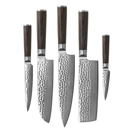 Shinrai Japan - Ensemble de couteaux 5 pièces martelés Damask BR