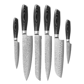 Shinrai Japan - Ensemble de couteaux 6 pièces en bois Damask Pakka