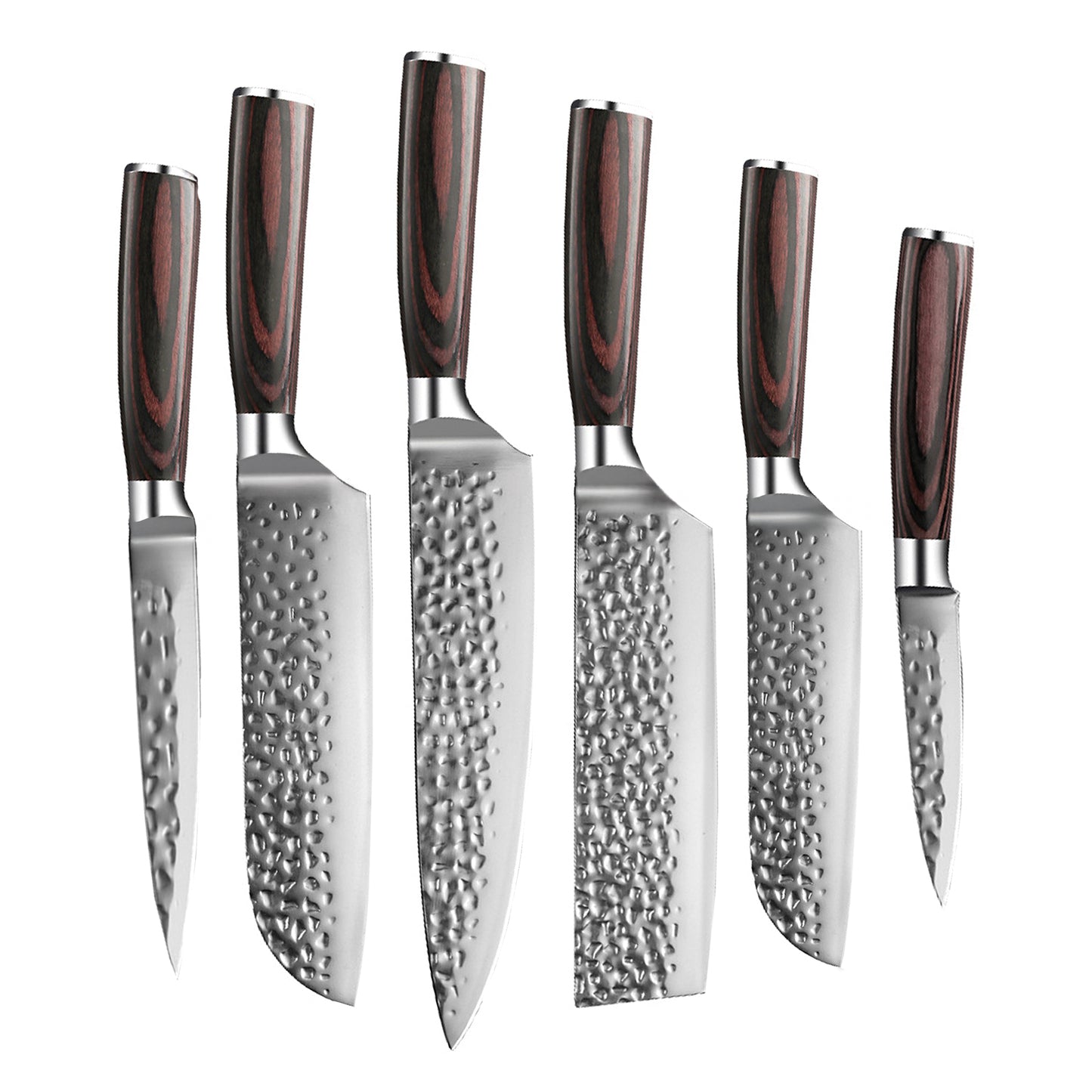 Shinrai Knives - Hammered RVS 6-delige Messenset