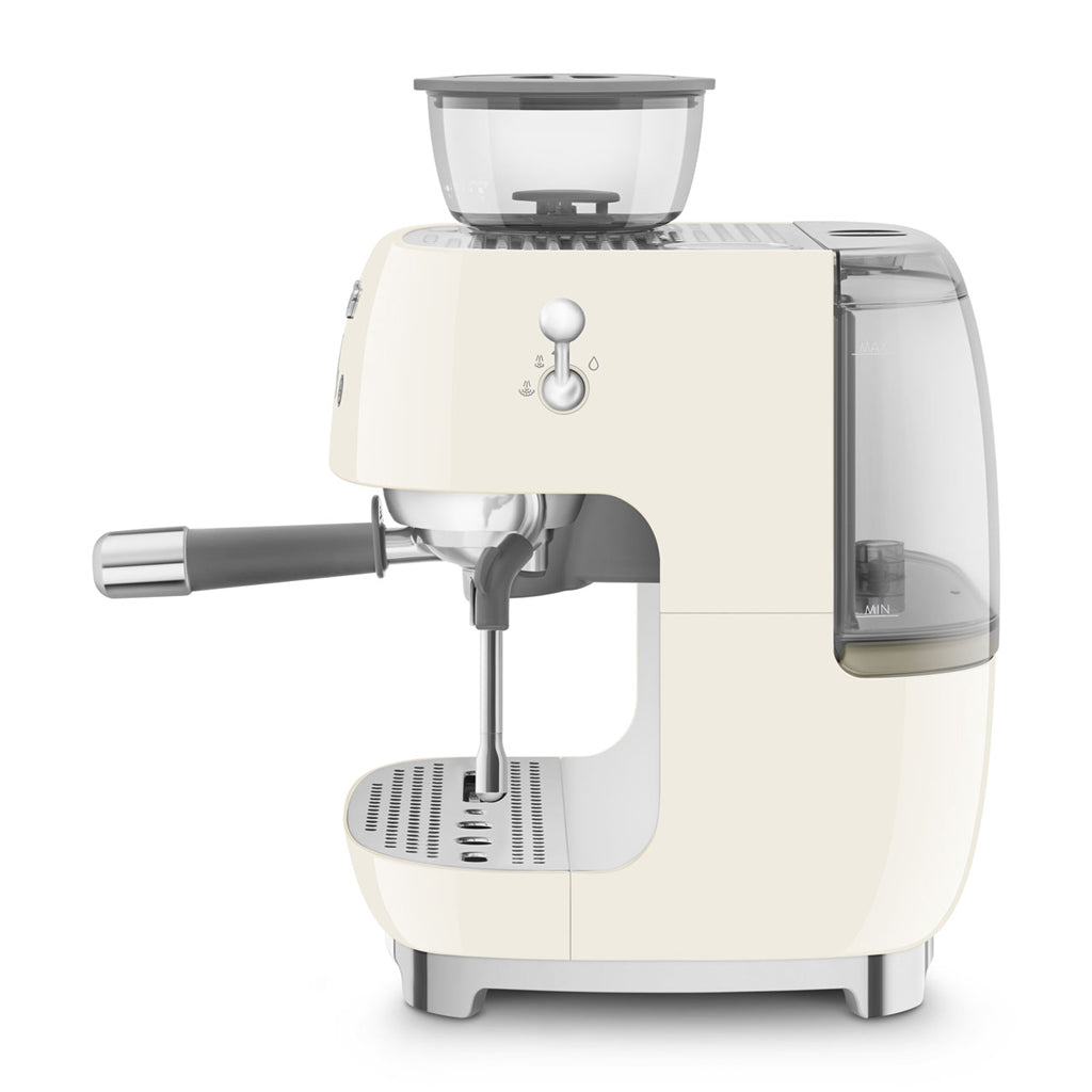 Smeg - Espressomachine | Crème | Jaren 50 | Handmatige espressomachine met geïntegreerde bonenmaler