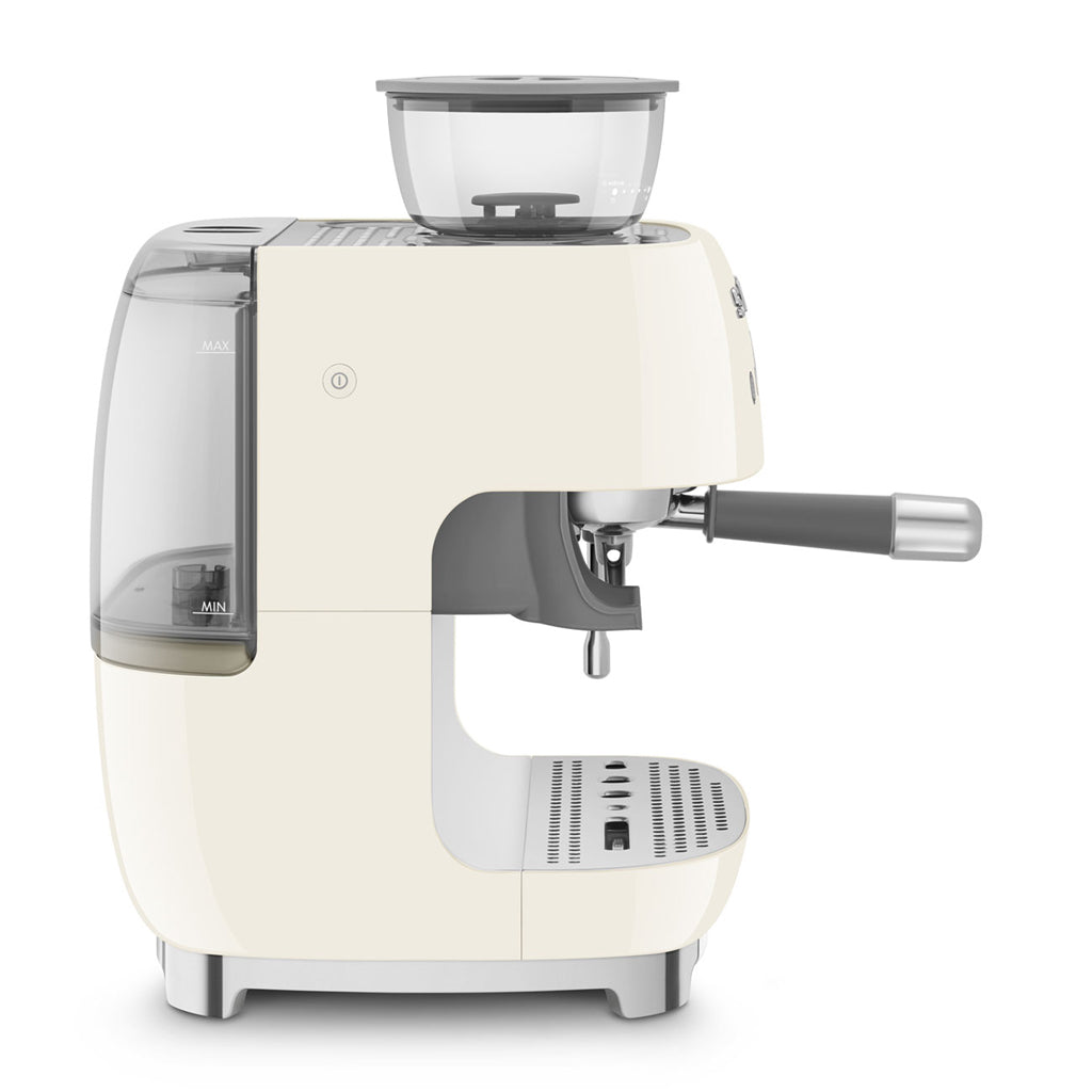 Smeg - Espressomachine | Crème | Jaren 50 | Handmatige espressomachine met geïntegreerde bonenmaler