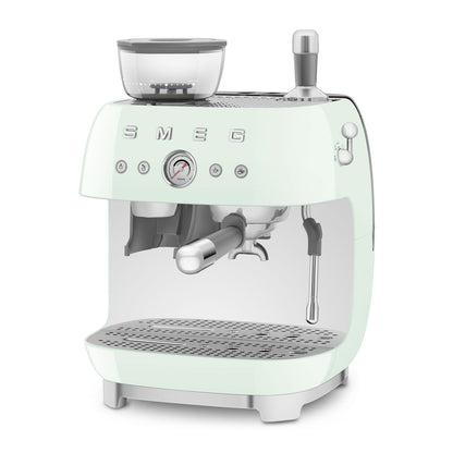 Smeg - Espressomachine | Watergroen | Jaren 50 | Handmatige espressomachine met geïntegreerde bonenmaler