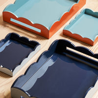 Addison Ross - Dienblad Scalloped - Pale Denim & Navy - 28x20 cm
