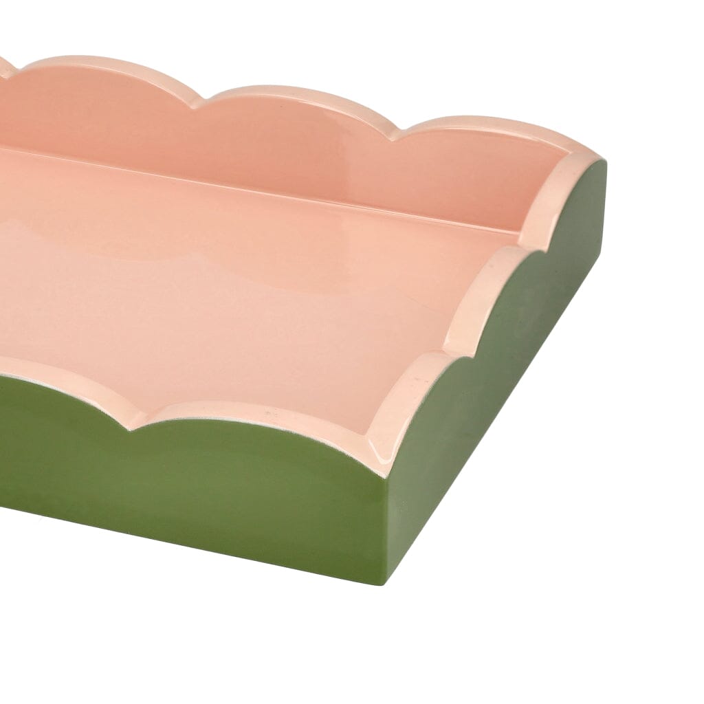 Addison Ross - Dienblad Scalloped - Khaki/Pink - 28x20 cm Dienblad Addison Ross 