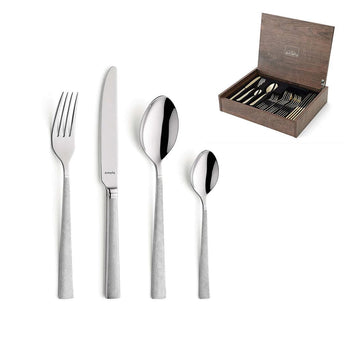 Amefa - Coffret de couverts 24 pièces Jewel - Coffret de rangement en bois - Coffret de couverts argentés Amefa