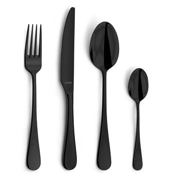 Amefa - Venus - Coffret de couverts 24 pièces pour 6 personnes, noir brillant - Coffret de luxe