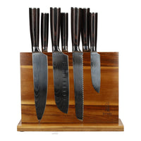 Coffret de 7 couteaux à motif damassé + bloc magnétique pour couteaux Shinrai