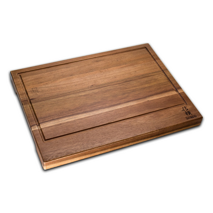 Shinrai Japan - Ensemble de couteaux 3 pièces imprimé damassé + pierre à aiguiser + bloc à couteaux magnétique + planche à découper