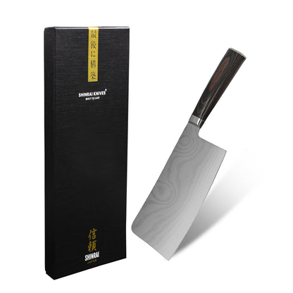 Shinrai Japan - Couteau de chef chinois imprimé Damas 18 cm