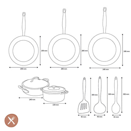 GreenPan - Barcelona Pro All You Need 9-delige Pannenset 20/24/24/28/22 cm - 2 koekenpannen + stoofpan met deksel + wokpan + braadpan + 3-delige spatelset Pannenset GreenPan 