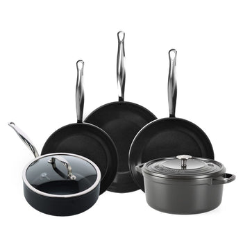 GreenPan - Barcelona Pro XL 6-delige Pannenset 20/24/24/28/22 cm - 2 koekenpannen + stoofpan met deksel + wokpan + braadpan Pannenset GreenPan 