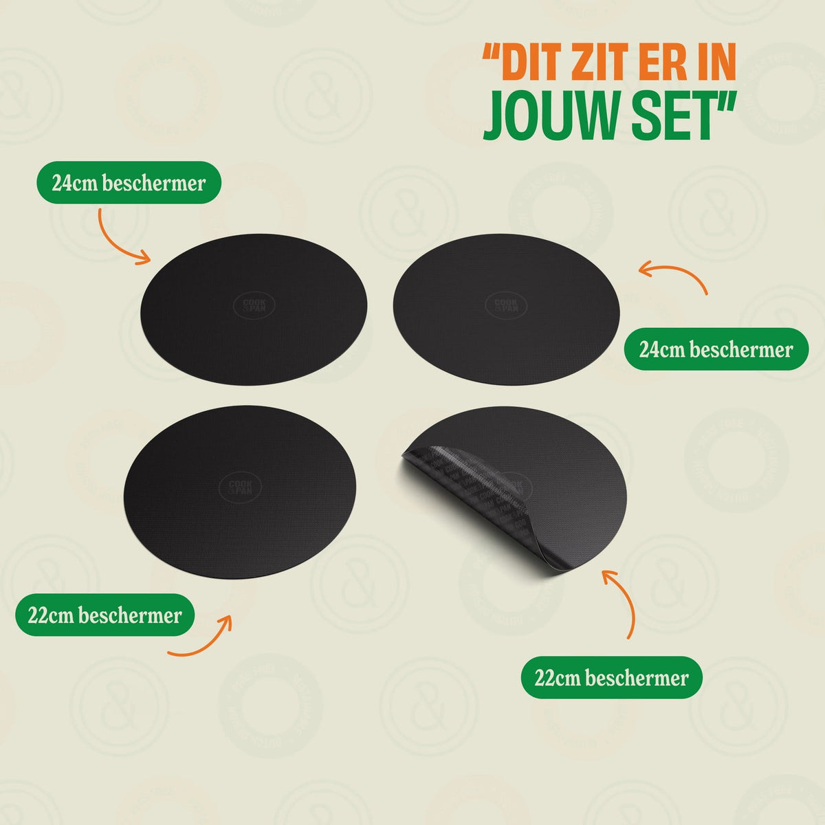Cook & Pan - Taupe of Mind Inductiebeschermer set - 4 Pack