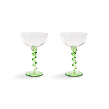 &Klevering - Coupe spiraal groen set van 2 Cocktail glazen &Klevering 