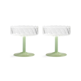 &Klevering - Coupe twirl groen set van 2 Cocktail glazen &Klevering 