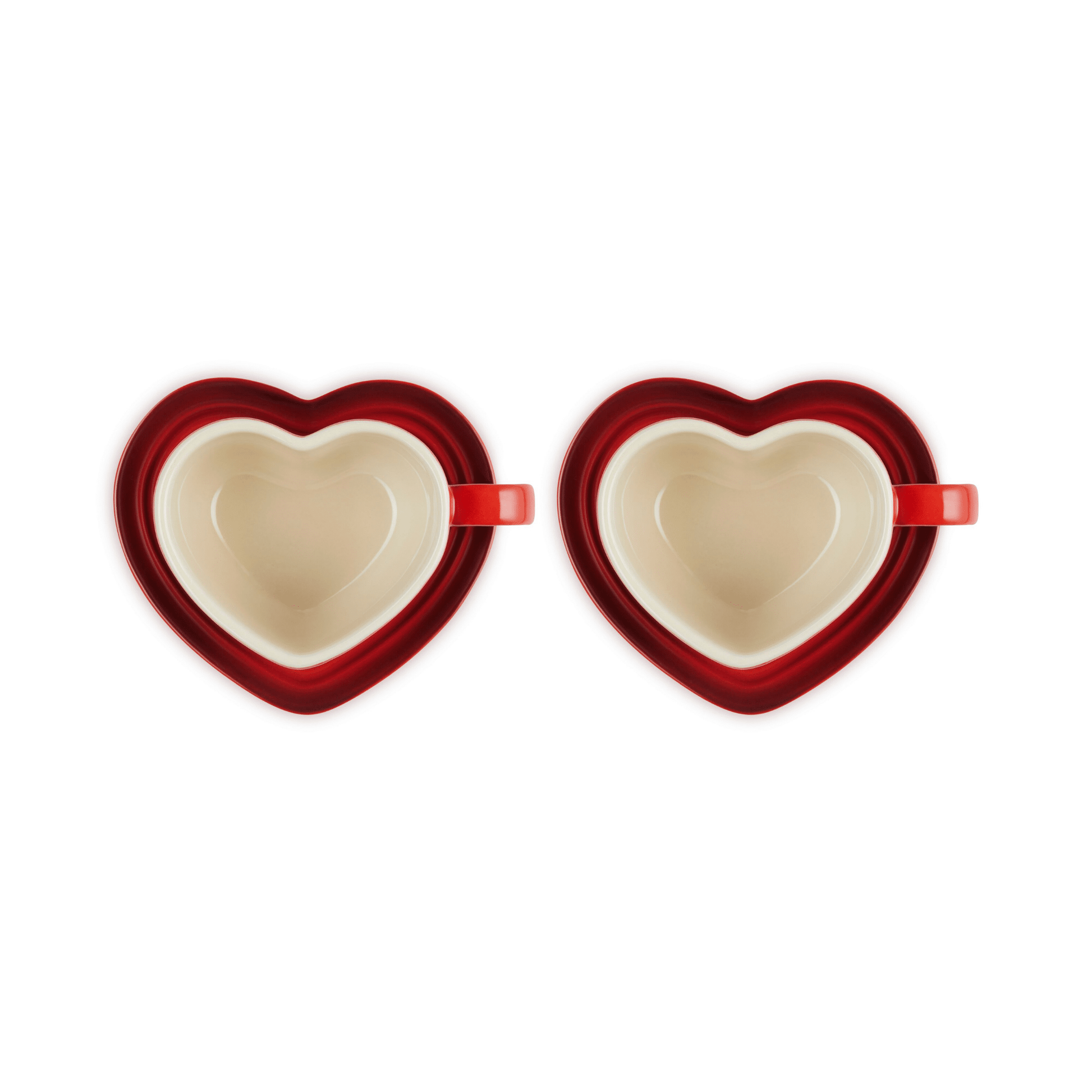 Le Creuset - Mokken in Hartjesvorm 2-delige Set Kersenrood Le Creuset 