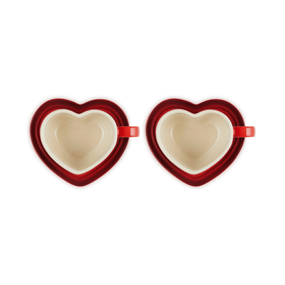 Le Creuset - Mokken in Hartjesvorm 2-delige Set Kersenrood Le Creuset 
