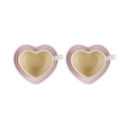 Le Creuset - Mokken in Hartjesvorm 2-delige Set Shell Pink Le Creuset 