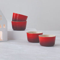 Le Creuset - Set van 4 Mini-Ramekins Kersenrood 7,8cm 0,1l Schalen Le Creuset 