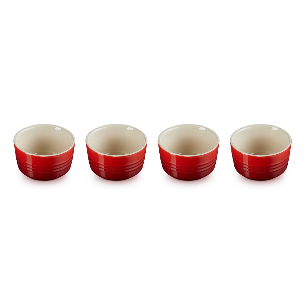 Le Creuset - Set van 4 Mini-Ramekins Kersenrood 7,8cm 0,1l Schalen Le Creuset 