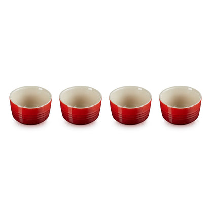 Le Creuset - Set van 4 Mini-Ramekins Kersenrood 7,8cm 0,1l Schalen Le Creuset 