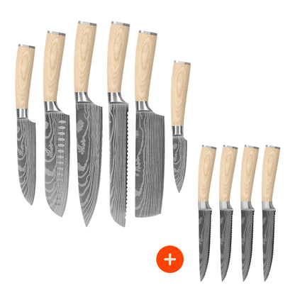 Couteaux Shinrai - Coffret de 10 pièces Akari Damascus Print - Collection Master XL