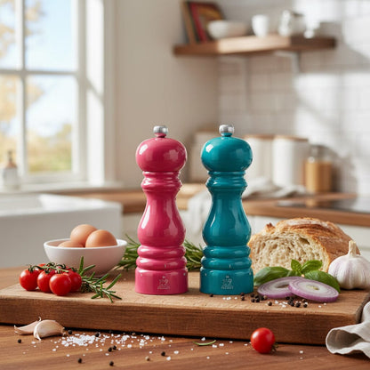 Peugeot - Paris Peper- en Zoutmolen set 18 cm Zuurstokroze en Pacific Blauw Peper- en Zoutmolen set Peugeot 