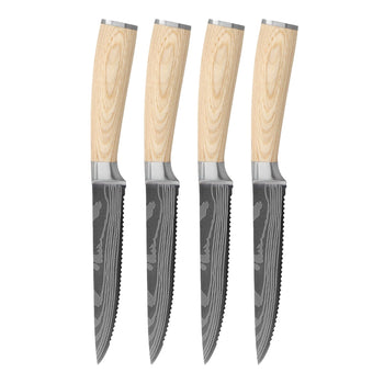 Couteaux Shinrai - Akari Damascus Print 4 Couteaux à Steak 12 cm Couteaux Shinrai