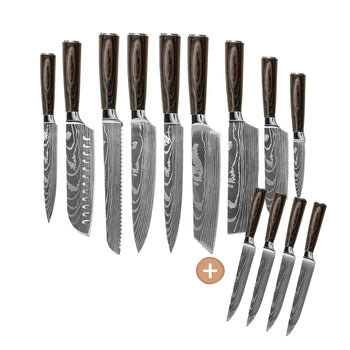 Couteaux Shinrai - Coffret de 13 couteaux Damas - Collection Master XL