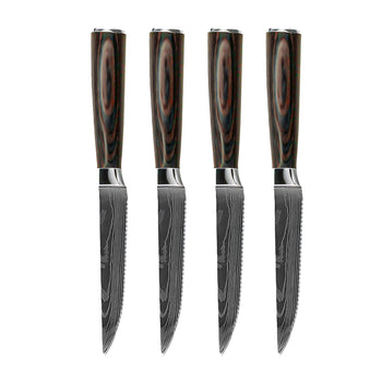 Couteaux Shinrai - Couteaux à steak en acier damassé (4 pièces)