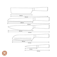 Shinrai Knives - Damascus Print 5-delige Messenset - Koksmes + Broodmes + Nakiri + Santoku + Schilmes Messenset Shinrai Knives 