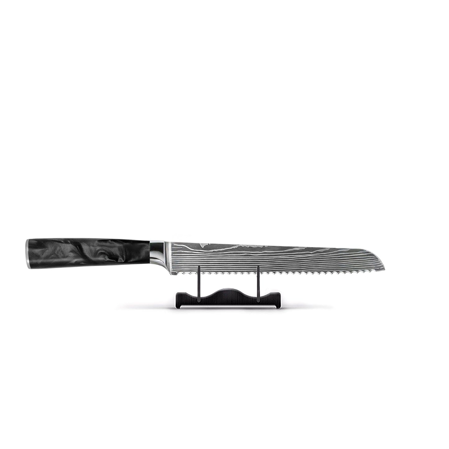 Shinrai Knives - Damascus Print Epoxy Onyx 4-delige Messenset - Koksmes + Broodmes + Nakiri + Schilmes Messenset Shinrai Knives 