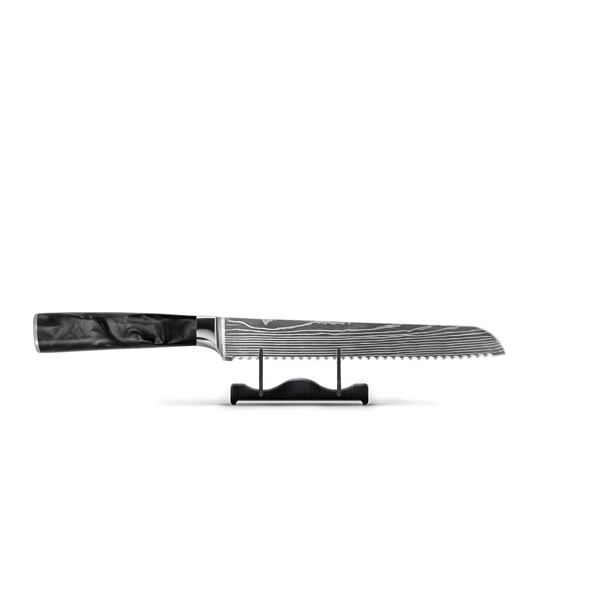 Shinrai Knives - Damascus Print Epoxy Onyx 4-delige Messenset - Koksmes + Broodmes + Nakiri + Schilmes Messenset Shinrai Knives 