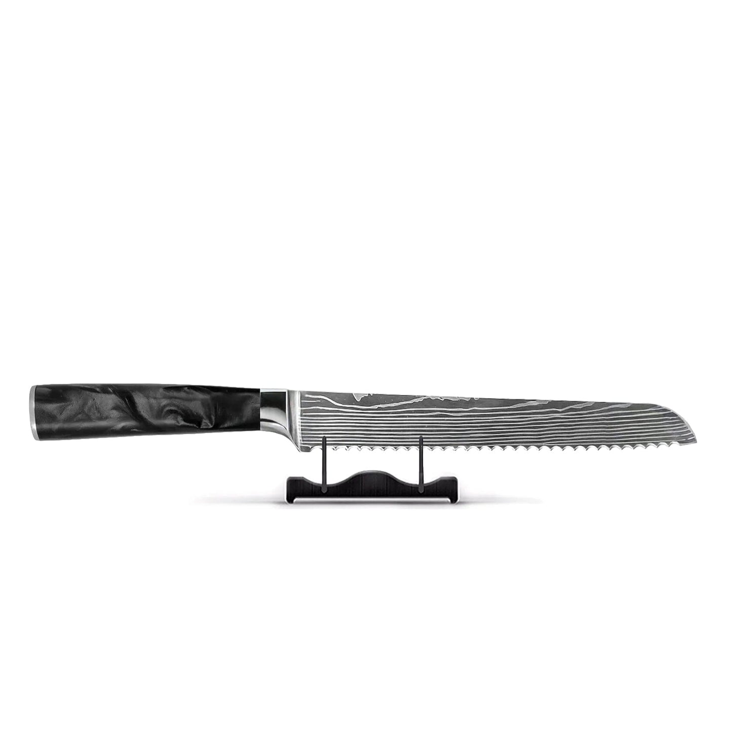 Shinrai Knives - Damascus Print Epoxy Onyx Broodmes 20 cm Broodmes Shinrai Knives 