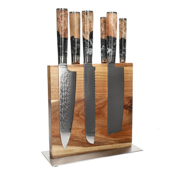 Couteaux Shinrai - Coffret de 6 couteaux en époxy onyx + Bloc de couteaux double face Cito avec bloc