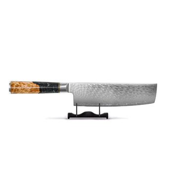 Couteaux Shinrai - Couteau Nakiri en acier damassé époxy onyx 18 cm