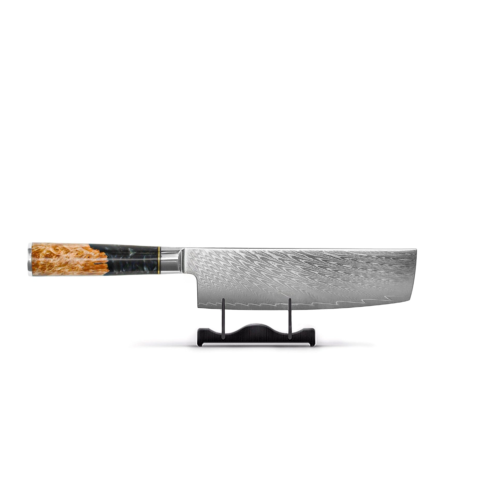 Shinrai Knives - Epoxy Onyx Damascus Nakiri mes 18 cm Nakirimes Shinrai Knives 