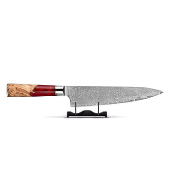 Couteaux Shinrai - Couteau de chef Epoxy Ruby Damascus 20 cm Couteau de chef Couteaux Shinrai