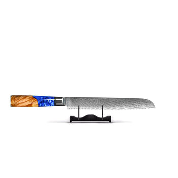 Couteaux Shinrai - Coffret de 6 couteaux damassés en époxy saphir